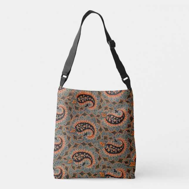 Oriental Persian , Turkish Paisley Pattern Crossbody Bag (Back)