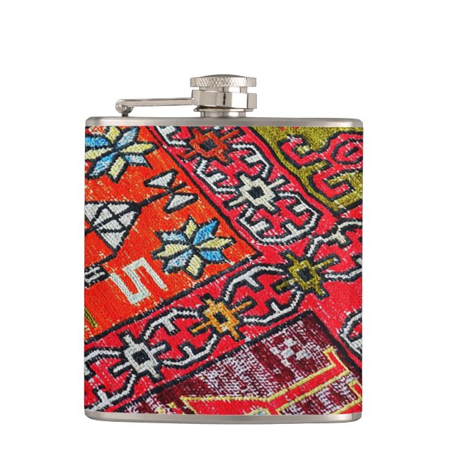 Oriental Persian , Turkish Pattern, Carpet Hip Flask (Front)