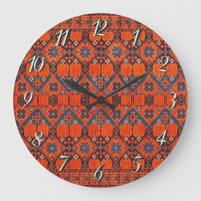 Oriental Persian Turkish Pattern Carpet Large Clock (Front)