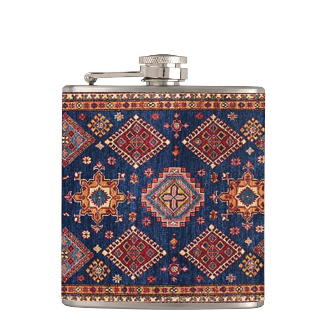 Oriental Persian Turkish Rug Pattern Hip Flask (Front)