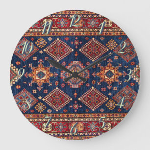 Oriental Persian Turkish Rug Pattern Large Clock