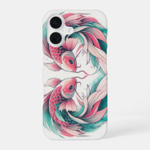 Oriental pink and teal love heart koi tattoo  Case