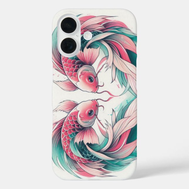 Oriental pink and teal love heart koi tattoo  Case (Back)