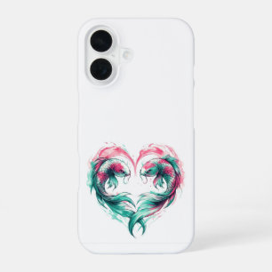 Oriental pink and teal love heart koi tattoo  Case
