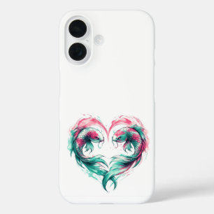Oriental pink and teal love heart koi tattoo  Case