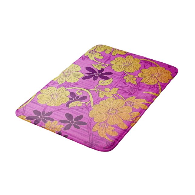 ORIENTAL Pink Golden Pattern - Bath Mat Rug (Angled)