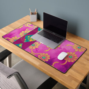 ORIENTAL Pink Turquoise - Deskmat, Mouse Pad