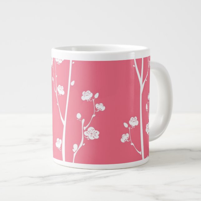 Oriental plum blossom pattern large coffee mug (Front Right)