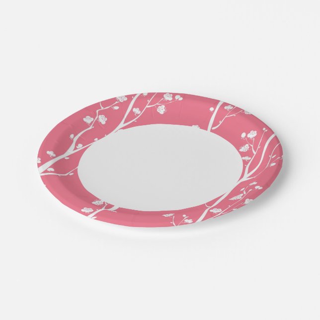 Oriental plum blossom pattern paper plate (Angled)