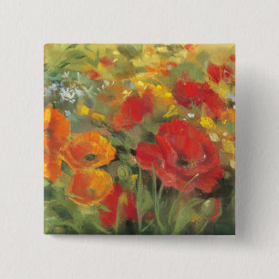 Oriental Poppy Field 15 Cm Square Badge
