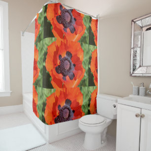 Oriental Poppy Flower Shower Curtain