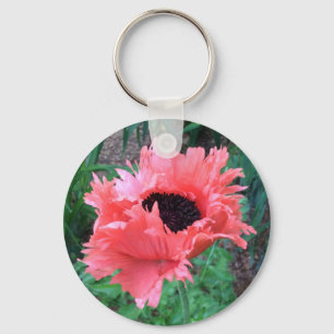 Oriental POPPY "Pink Ruffles" --- Key Ring