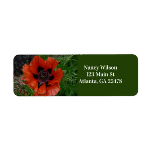 Oriental poppy return address label