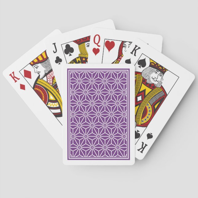 Oriental Purple Ayame Asanoha Japan Pattern Playing Cards (Back)