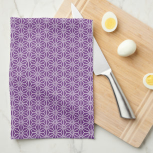 Oriental Purple Ayame Asanoha Japan Pattern Tea Towel