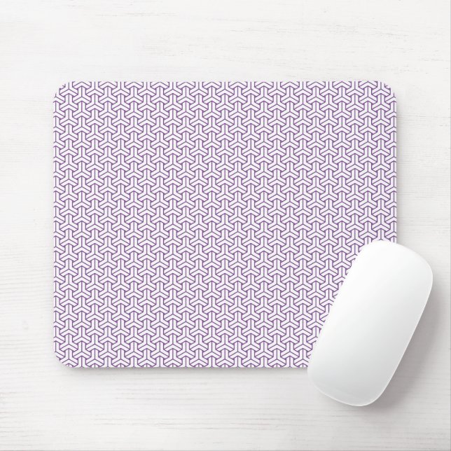 Oriental Purple White Ayame Japan Bishamon Pattern Mouse Pad (With Mouse)
