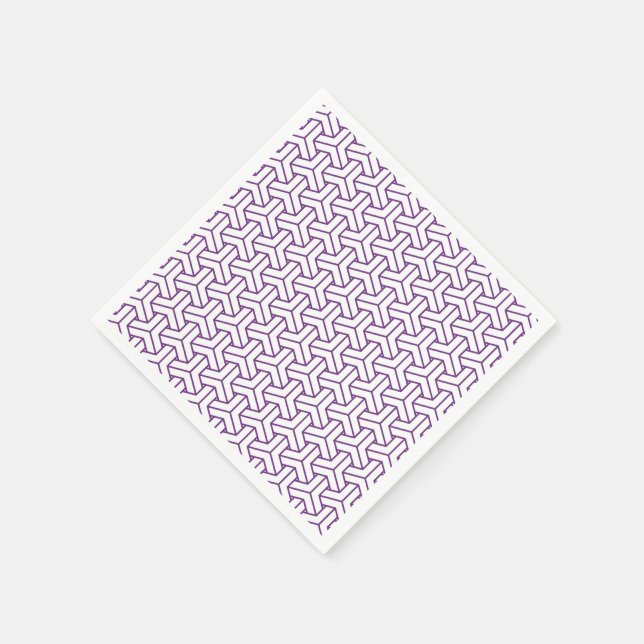 Oriental Purple White Ayame Japan Bishamon Pattern Napkin (Corner)
