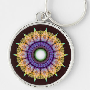 Oriental radiating colorful pattern key ring