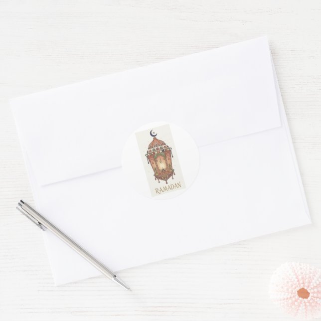 Oriental Ramadan Lantern Illustration  Classic Round Sticker (Envelope)