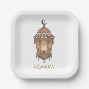 Oriental Ramadan Lantern Illustration Paper Plate