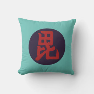 Oriental Red Blue Uesugi Japan Mon Vector Art Cushion