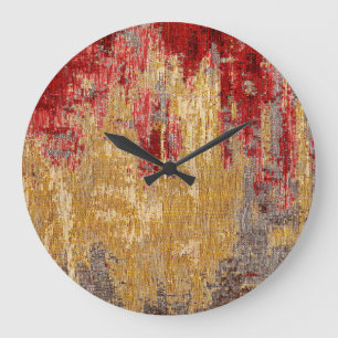 Oriental red-gold carpet texture. large clock
