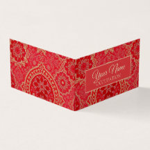ORIENTAL Red Golden Pattern - Business Card