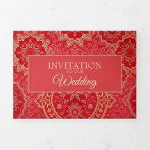 ORIENTAL Red Golden Pattern - Invitation Card