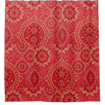 Oriental Red Golden Pattern - Shower Curtain