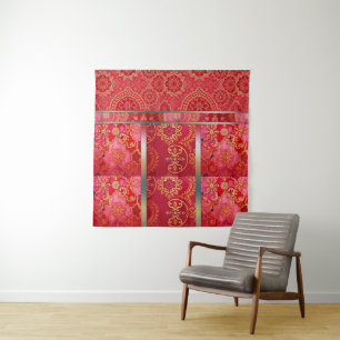 ORIENTAL Red Golden Pattern - Tapestry