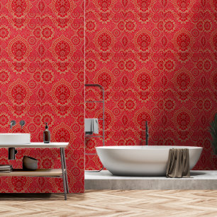ORIENTAL Red Golden Pattern - Wallpaper
