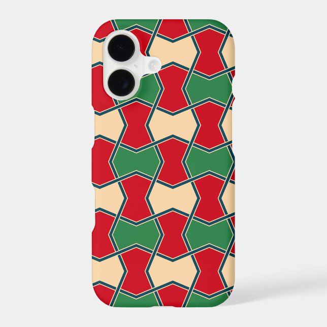 Oriental Red Green Bow Tie Geometric Pattern (Back)