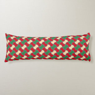 Oriental Red Green Bow Tie Geometric Pattern Body Cushion