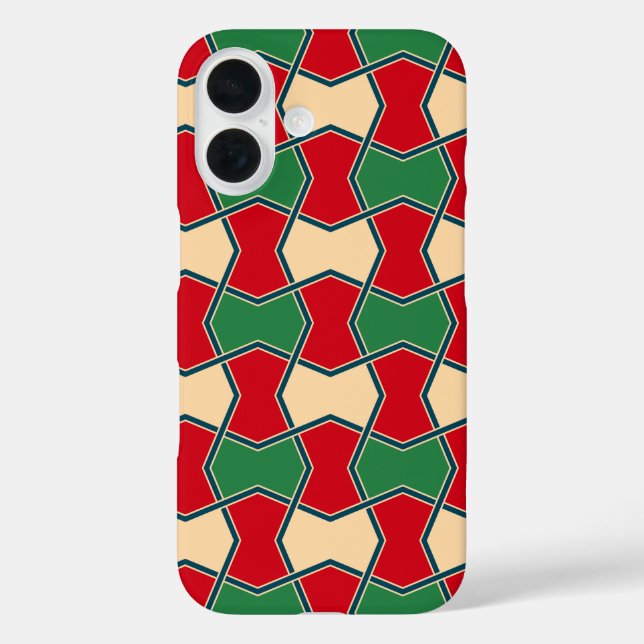 Oriental Red Green Bow Tie Geometric Pattern Case-Mate iPhone Case (Back)