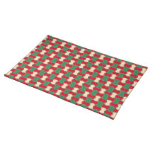 Oriental Red Green Bow Tie Geometric Pattern