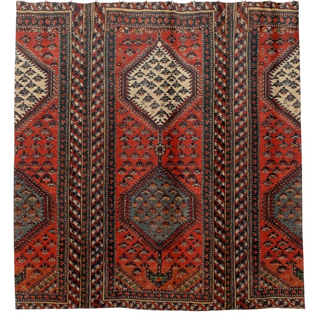 Oriental red runner pattern shower curtain (Front)