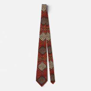 Oriental red runner pattern tie