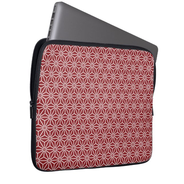 Oriental Red Shinshu Asanoha Japan Pattern Laptop Laptop Sleeve (Front Right)