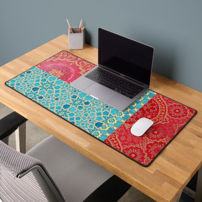ORIENTAL Red Turquois Pattern - Deskmat, Mouse Pad (Office 2)