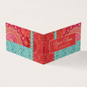 ORIENTAL Red Turquoise Pattern - Business Card