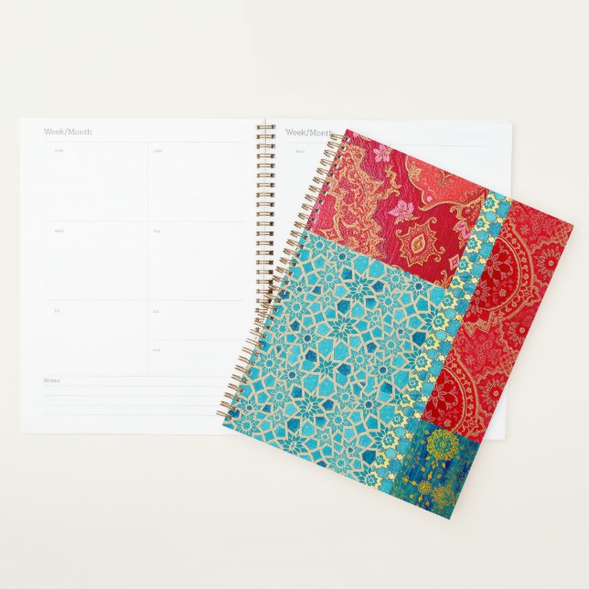 ORIENTAL Red Turquoise Pattern - Notebook, Planner (Display)