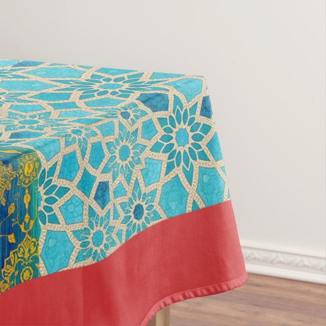 ORIENTAL Red Turquoise Pattern - Tablecloth (In Situ)