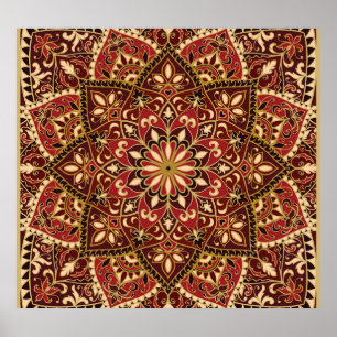 Oriental Red: Vintage Floral Carpet Poster