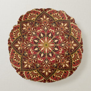 Oriental Red: Vintage Floral Carpet Round Cushion