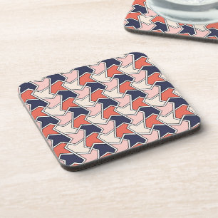 Oriental Red White Blue Geometric Arrows Art Coaster
