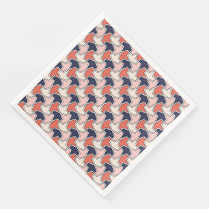 Oriental Red White Blue Geometric Arrows Pattern Napkin