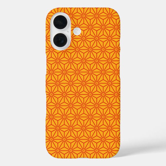 Oriental Red Yellow Asanoha Japan Pattern Case-Mate iPhone Case (Back)