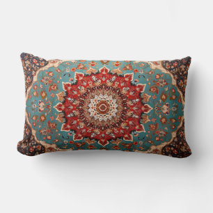Oriental Retro Persian Pattern Red Cream Blue Lumbar Cushion