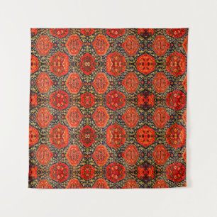 Oriental rug design  in blue&orangeTapestry Tapestry