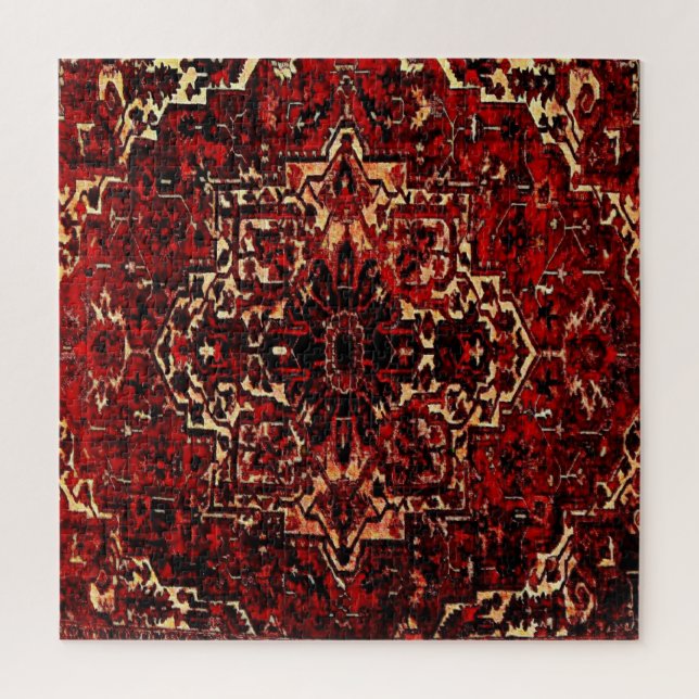 Oriental rug design in dark red jigsaw puzzle (Vertical)